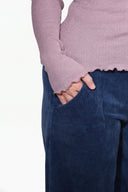Basic Shirt mit V-Ausschnitt- Rosé Lurex
