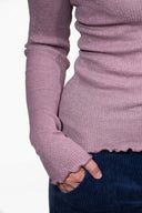 Basic Shirt mit V-Ausschnitt- Rosé Lurex