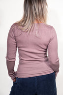 Basic Shirt mit V-Ausschnitt- Rosé Lurex
