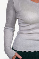 Basic Shirt mit V-Ausschnitt: Silber-Grau
