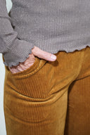 Basic Shirt mit V-Ausschnitt: Braun-Lurex