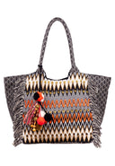 Naina Tasche – Zackenmuster Schwarz & Gold